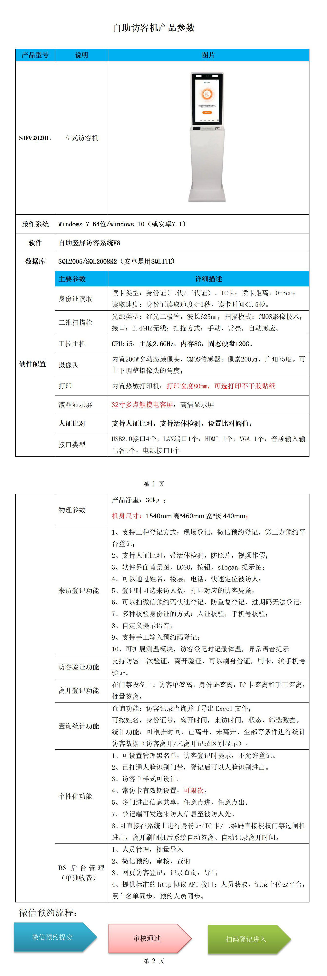 立式自助訪客機SDV2020L：人證核驗，打印不干膠訪客作憑條，微信預約登記，第三方平臺對接，公安接口，專業研發14年，買訪客機就找匯欣品牌